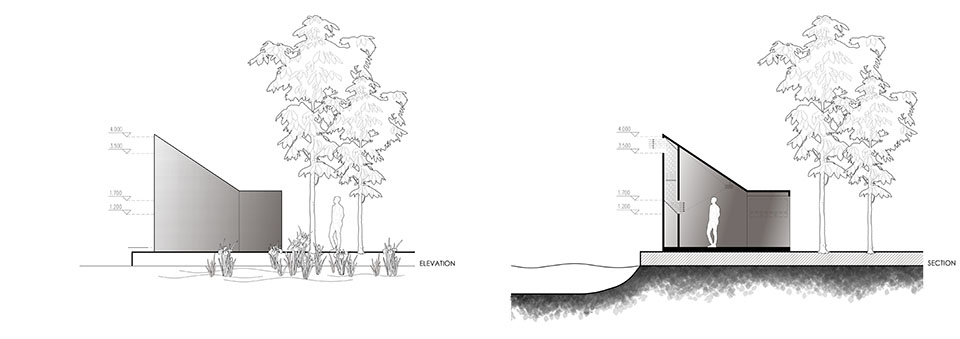 潜望装置的立面图与剖面图_Elevation and section of the SCOOOPE