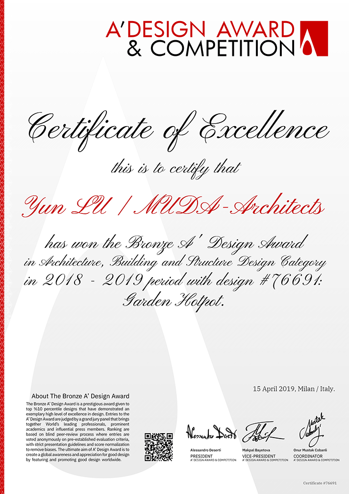 MUDA won the 2018-2019 A'Design Award