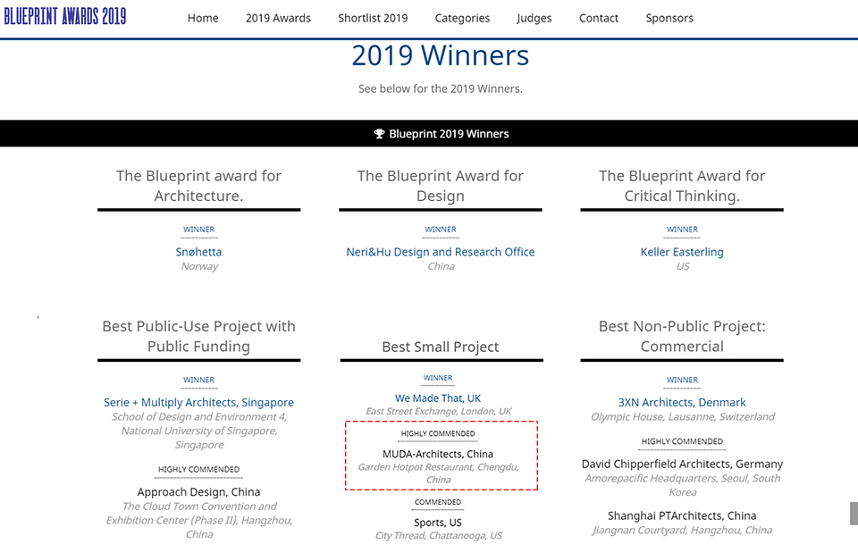 MUDA won the 2019 Blueprint Awards