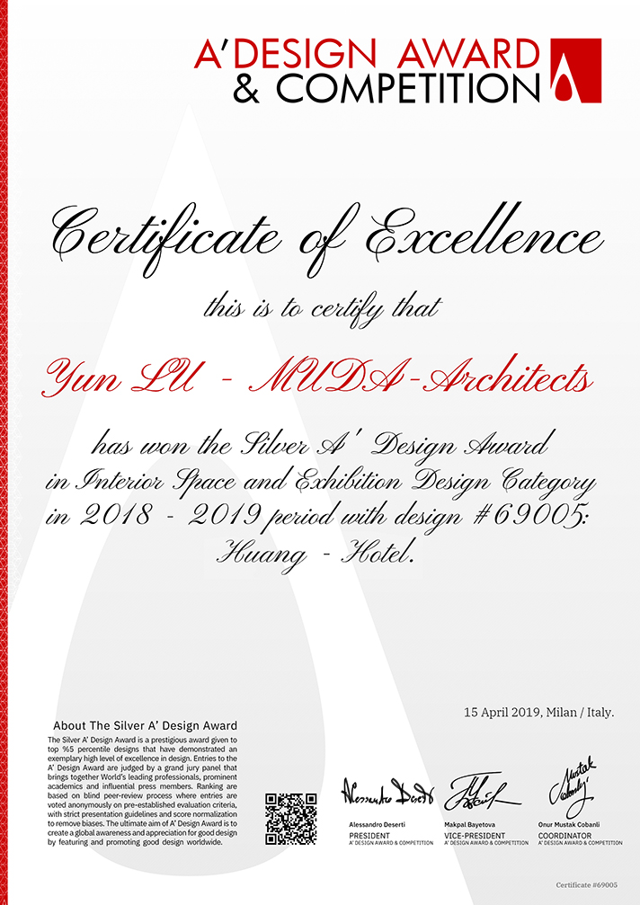 MUDA won the 2018-2019 A'Design Award